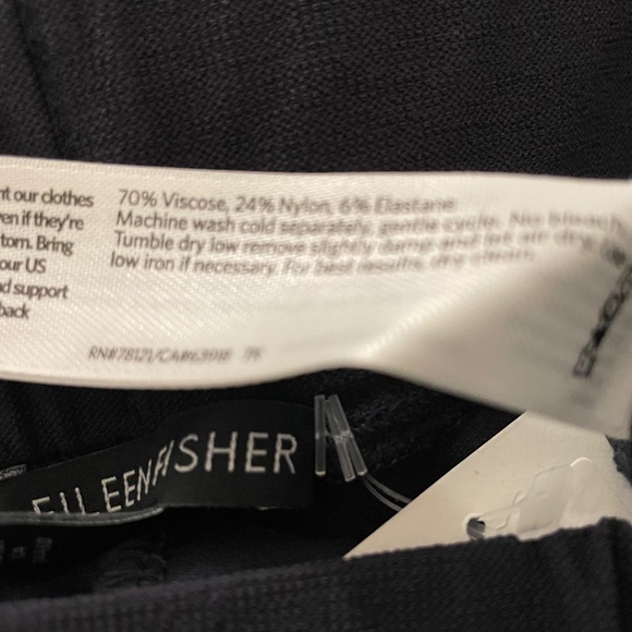 NWT Eileen Fisher Slim Cropped elastic waist Pant washable crepe in Ink XS - Picture 7 of 7